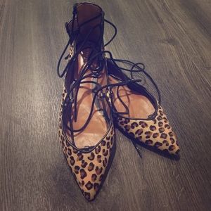 Zara - laced up leopard flats ** CUTE **